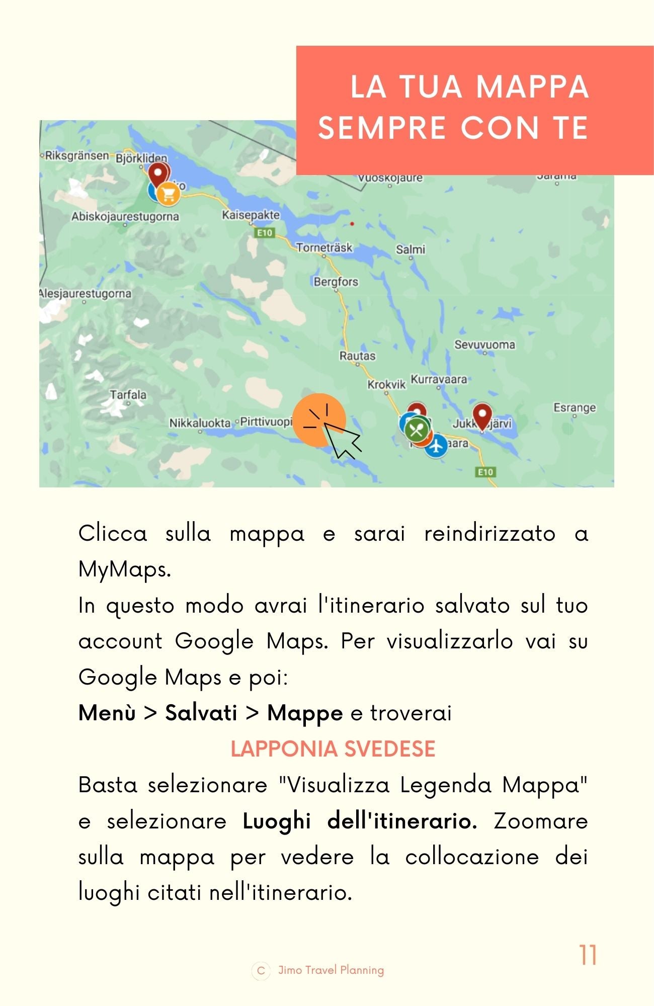 Mappa itinerario viaggio in Lapponia